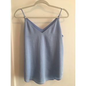 light blue satin top